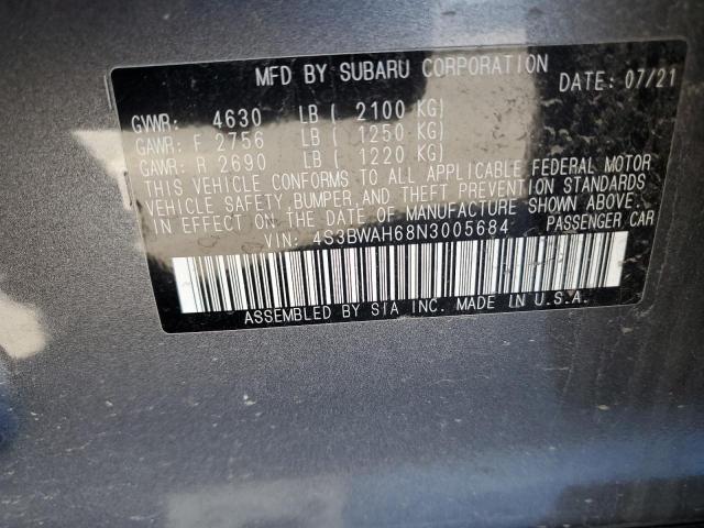 2022 SUBARU LEGACY SPO 4S3BWAH68N3005684