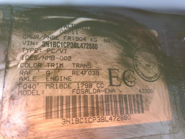 2011 Nissan Versa S VIN: 3N1BC1CP3BL472880 Lot: 41523964