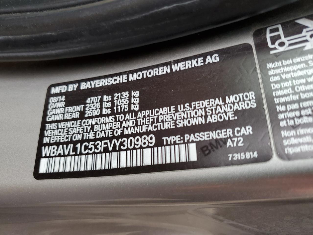 WBAVL1C53FVY30989 2015 BMW X1 xDrive28I