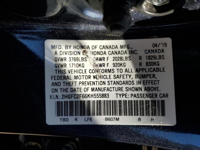 2019 HONDA CIVIC LX 2HGFC2F66KH555883