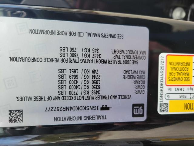 2022 Chevrolet Suburban K1500 Z71 VIN: 1GNSKDKD4NR257277 Lot: 45203444