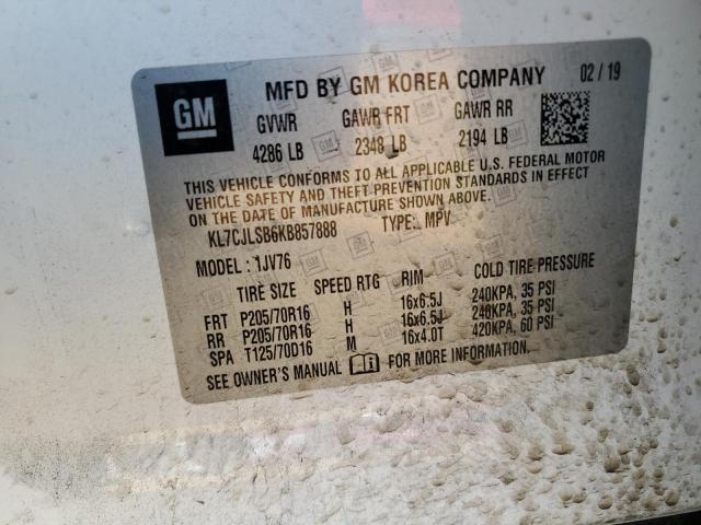 2019 CHEVROLET TRAX 1LT KL7CJLSB6KB857888