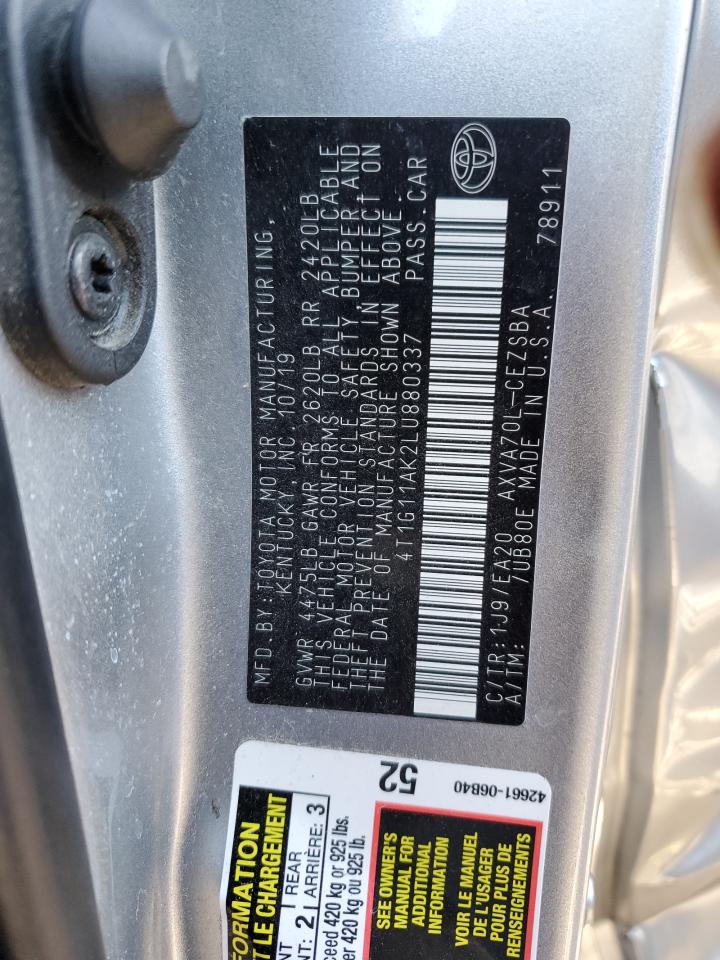 4T1G11AK2LU880337 2020 Toyota Camry Se