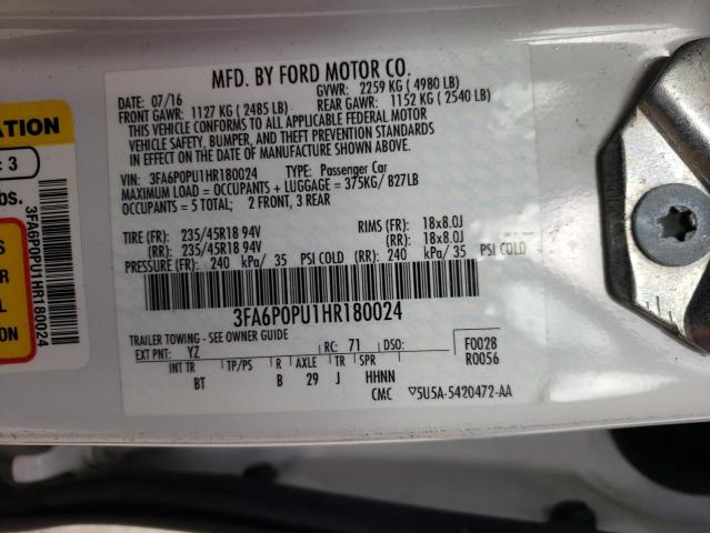 2017 FORD FUSION SE - 3FA6P0PU1HR180024