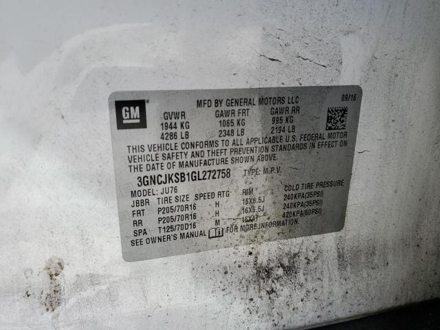 2016 CHEVROLET TRAX LS 3GNCJKSB1GL272758