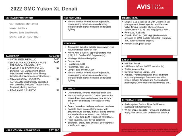 2022 GMC Yukon Xl Denali VIN: 1GKS2JKL9NR105191 Lot: 44008684