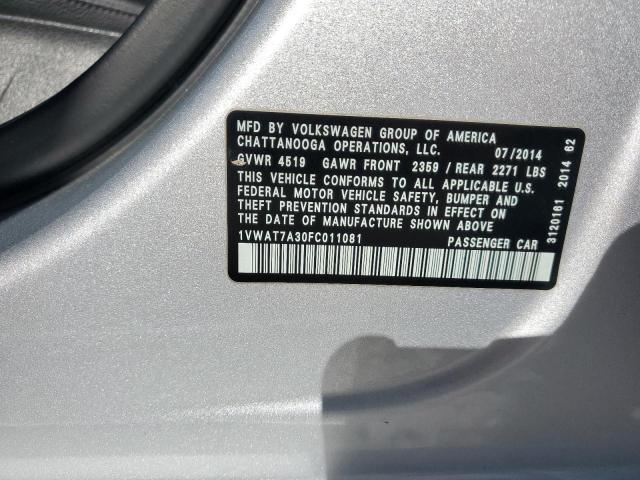 2015 VOLKSWAGEN PASSAT S 1VWAT7A30FC011081