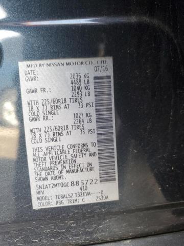 2016 Nissan Rogue S VIN: 5N1AT2MT0GC885722 Lot: 41065574