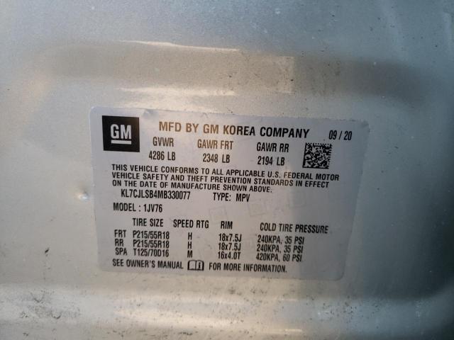 2021 CHEVROLET TRAX 1LT KL7CJLSB4MB330077