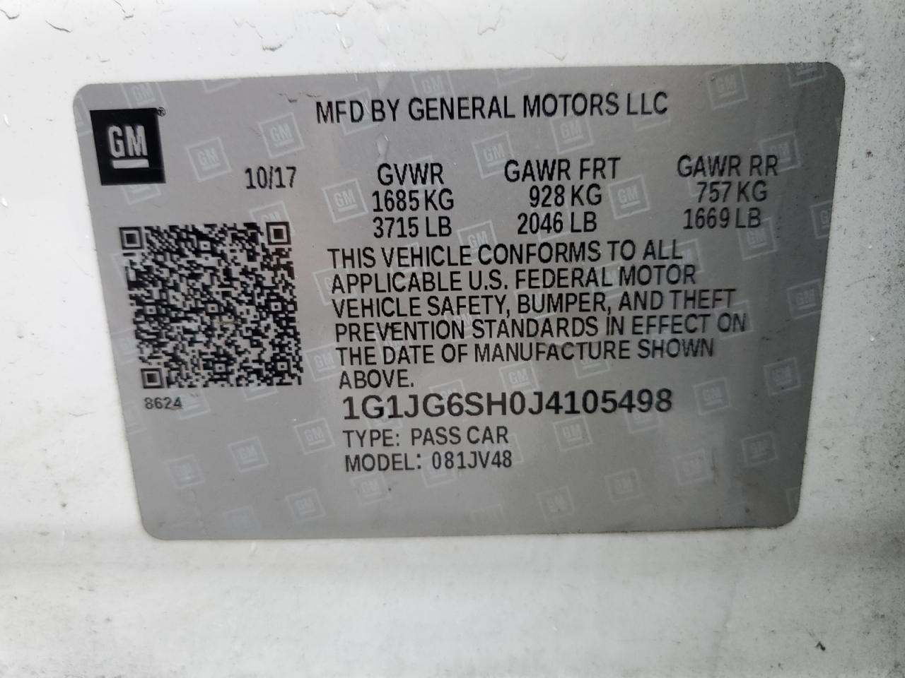 1G1JG6SH0J4105498 2018 Chevrolet Sonic