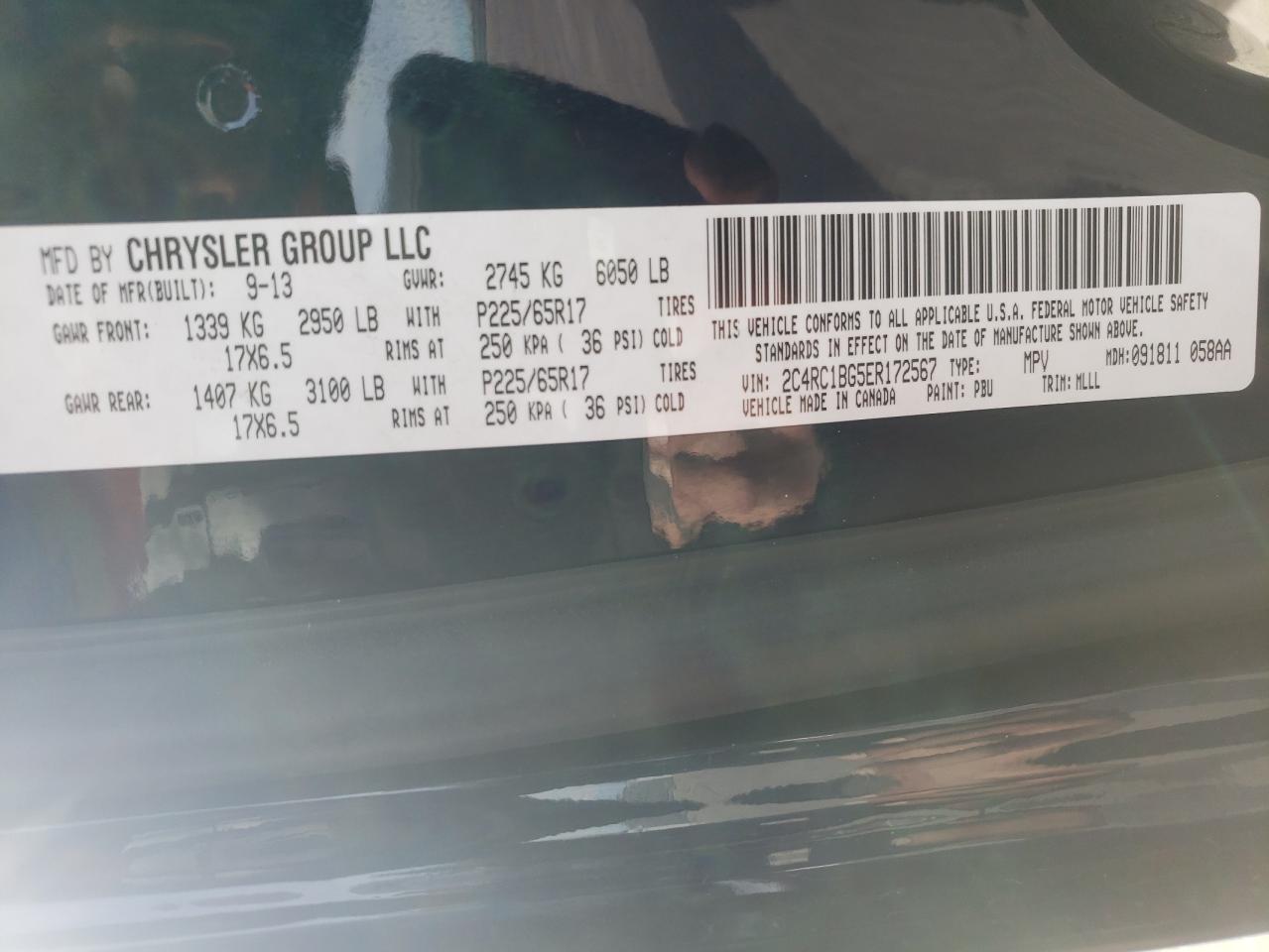 2C4RC1BG5ER172567 2014 Chrysler Town & Country Touring