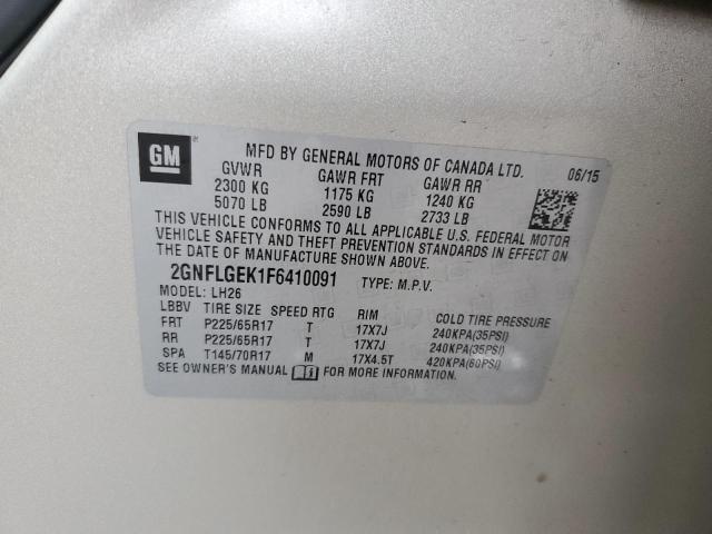 2015 CHEVROLET EQUINOX LT 2GNFLGEK1F6410091