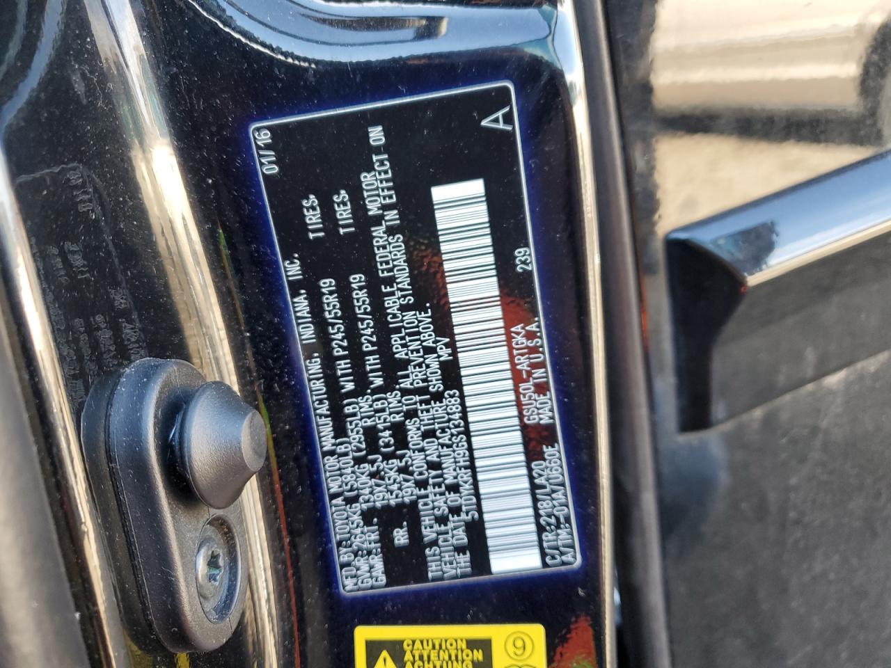 5TDYKRFH9GS134883 2016 Toyota Highlander Limited