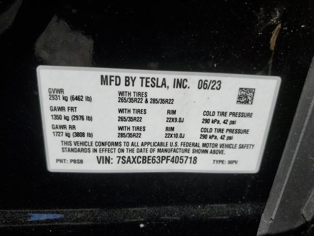 2023 Tesla Model X VIN: 7SAXCBE63PF405718 Lot: 43942464