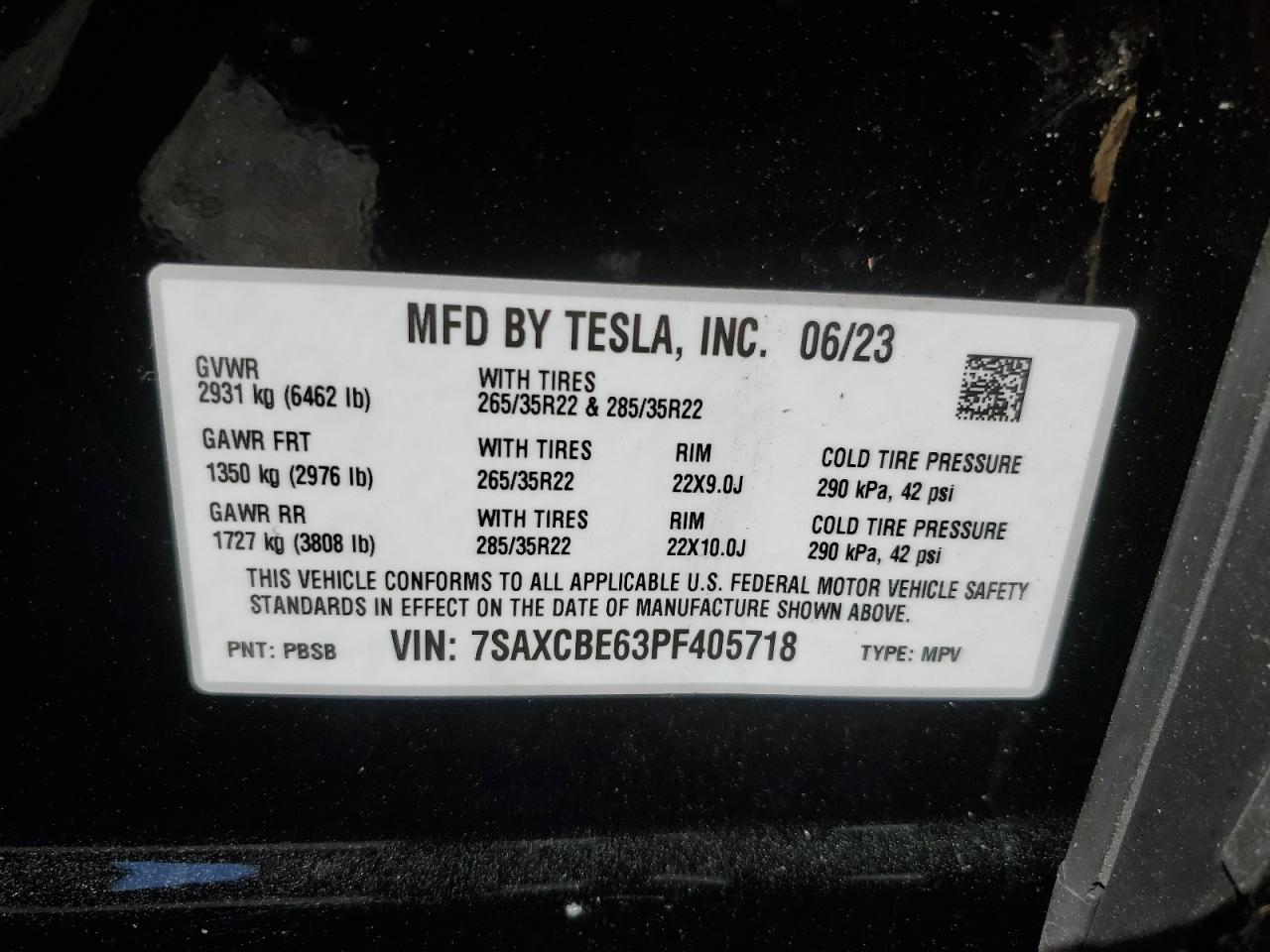 7SAXCBE63PF405718 2023 Tesla Model X