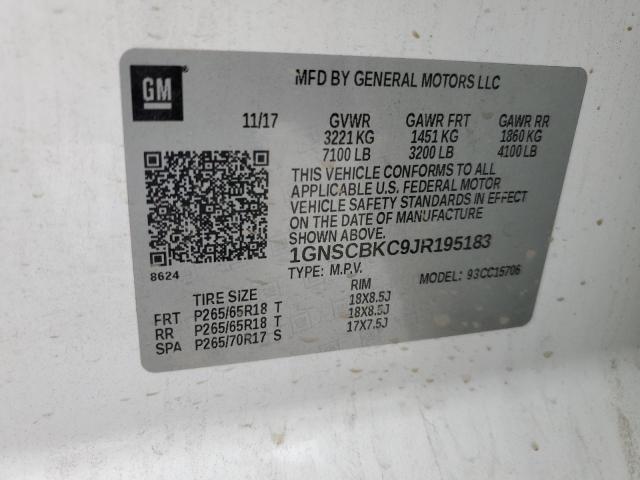 2018 CHEVROLET TAHOE C150 - 1GNSCBKC9JR195183
