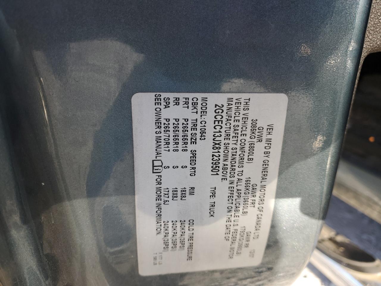 2GCEC13JX81239501 2008 Chevrolet Silverado C1500