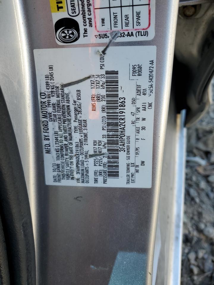 3FAHP0HA2CR191863 2012 Ford Fusion Se