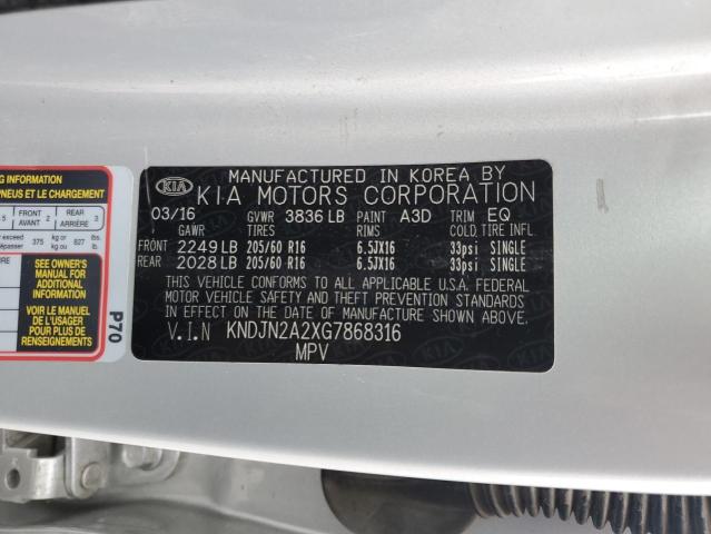 2016 KIA SOUL KNDJN2A2XG7868316