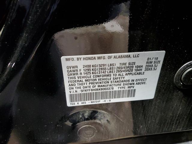 2019 HONDA PASSPORT E - 5FNYF8H06KB003378