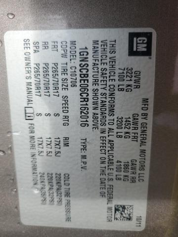 2012 Chevrolet Tahoe C1500 Lt VIN: 1GNSCBE06CR162016 Lot: 41825454