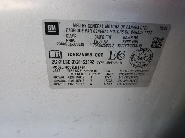 2016 GMC Terrain Sle VIN: 2GKFLSEK8G6153092 Lot: 44153934