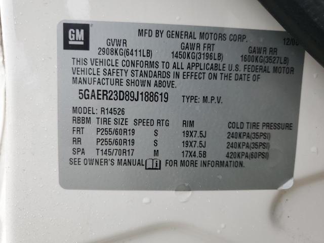 2009 Buick Enclave Cxl VIN: 5GAER23D89J188619 Lot: 48297804