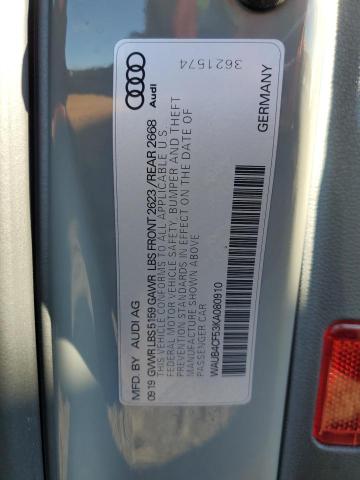 2019 AUDI S5 PREMIUM WAUB4CF53KA080910
