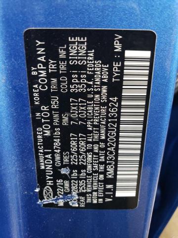 2016 HYUNDAI TUCSON LIM KM8J3CA20GU213624