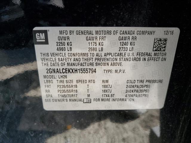 2GNALCEKXH1555794 | 2017 Chevrolet equinox lt