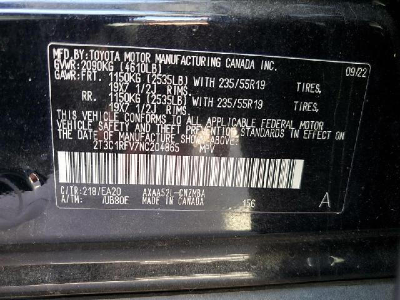 2T3C1RFV7NC204865 2022 Toyota Rav4 Xle Premium