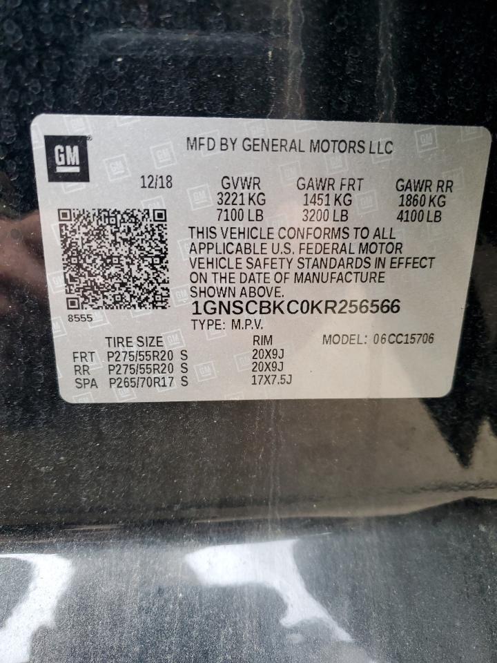 1gnscbkc0kr256566 1GNSCBKC0KR256566 2019 Chevrolet Tahoe C1500 Lt