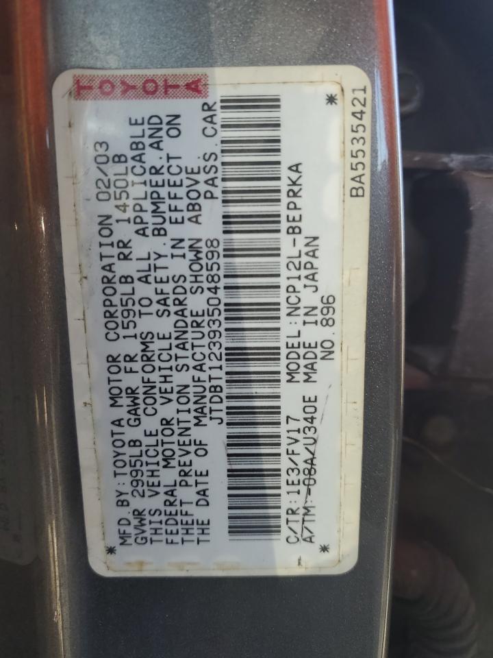 JTDBT123935048598 2003 Toyota Echo