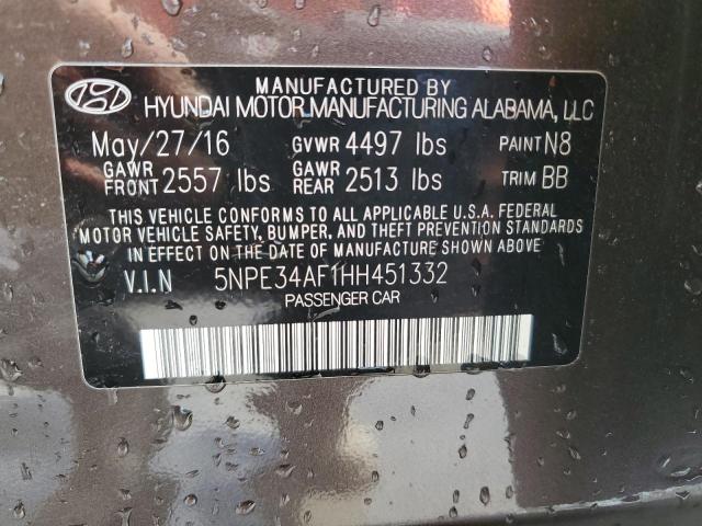 2017 HYUNDAI SONATA SPO 5NPE34AF1HH451332