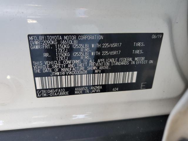 2019 TOYOTA RAV4 XLE JTMW1RFV9KD030608