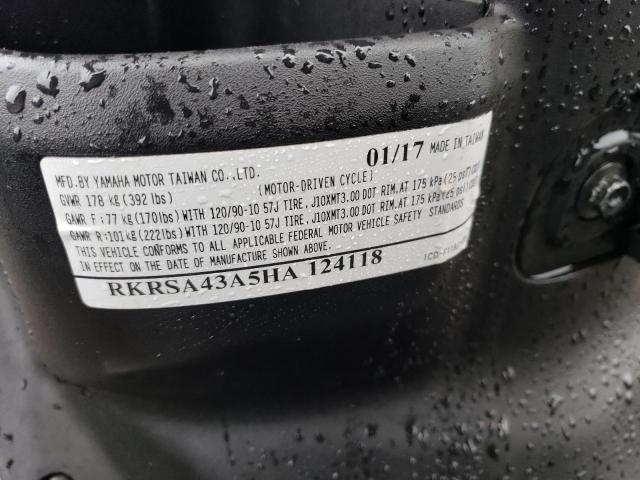 2017 YAMAHA YW50 F RKRSA43A5HA124118