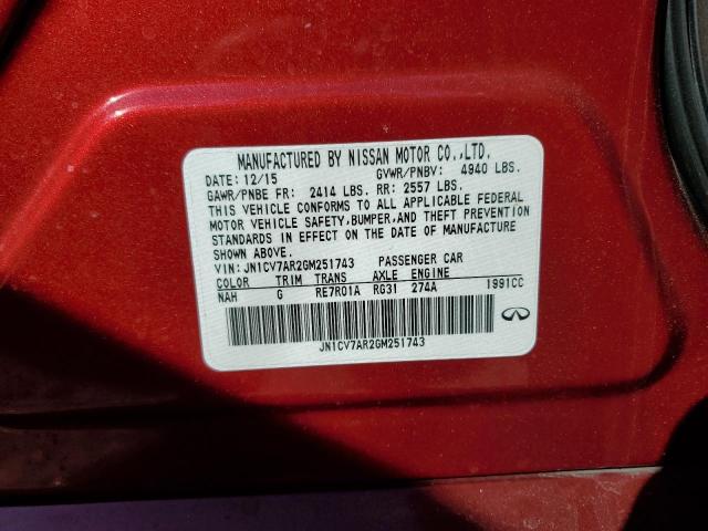 2016 INFINITI Q50 BASE JN1CV7AR2GM251743