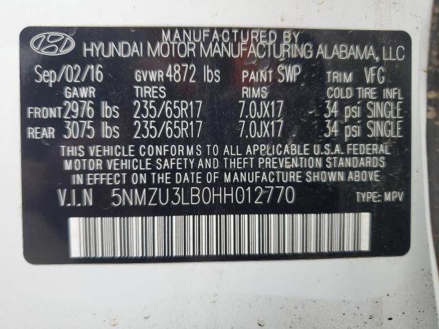 2017 HYUNDAI SANTA FE S 5NMZU3LB0HH012770