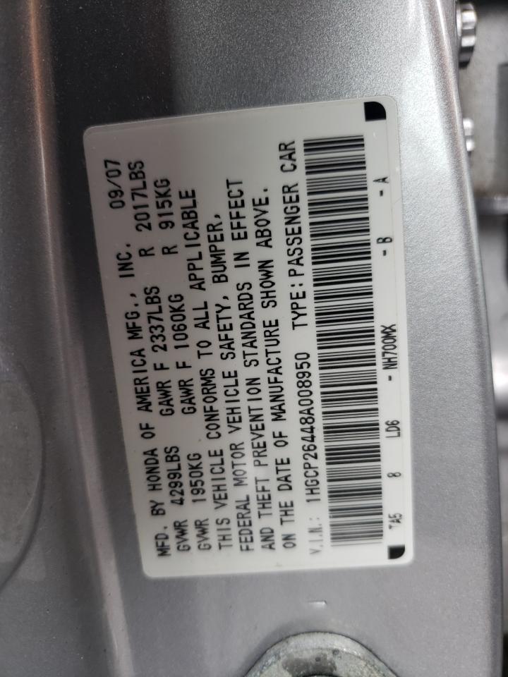 1HGCP26448A008950 2008 Honda Accord Lxp