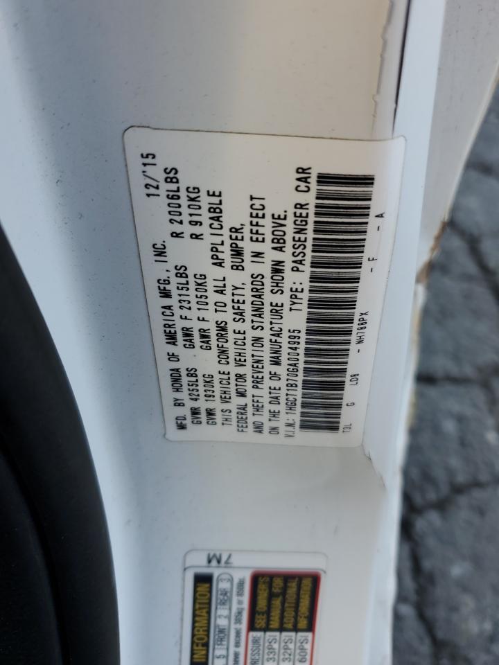 VIN: 1HGCT1B70GA004995 2016 HONDA ACCORD