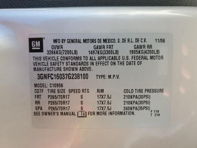 3GNFC16037G238100 2007 Chevrolet Suburban C1500