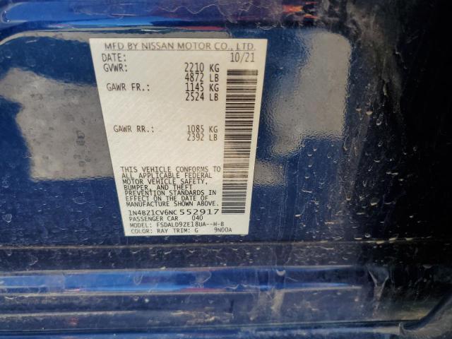 2022 NISSAN LEAF SV PL 1N4BZ1CV6NC552917