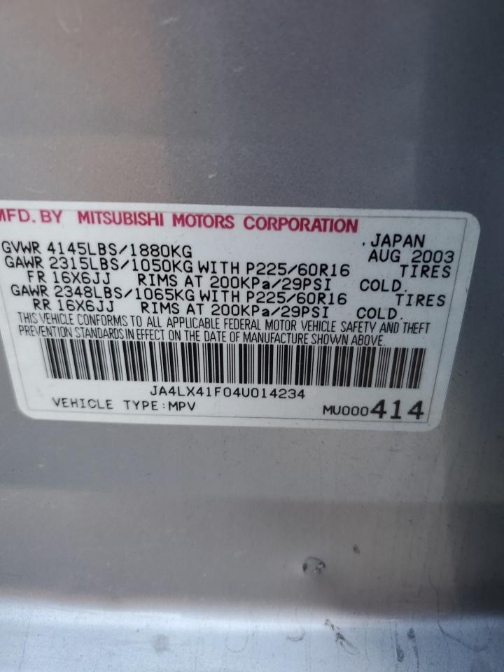 JA4LX41F04U014234 2004 Mitsubishi Outlander Xls
