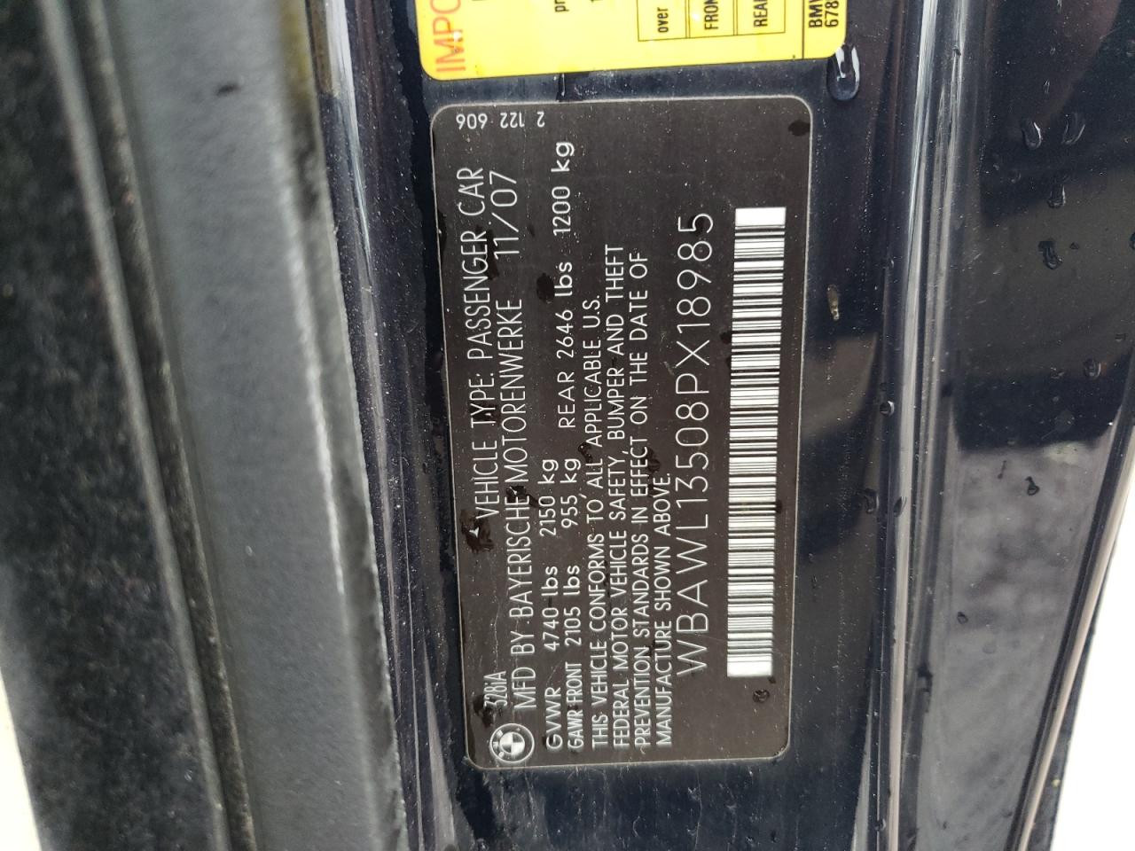 WBAWL13508PX18985 2008 BMW 328 I