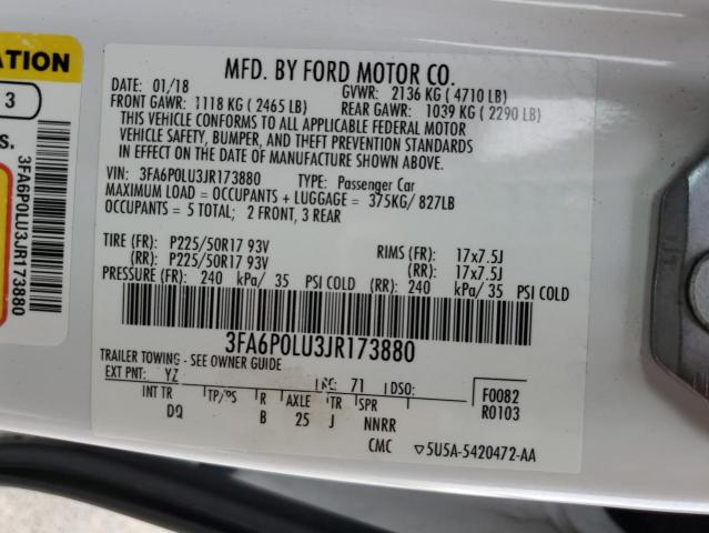 VIN 3FA6P0LU3JR173880 2018 Ford Fusion, Se Hybrid no.12