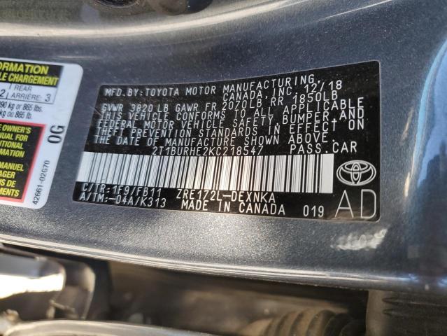 2T1BURHE2KC218547 2019 TOYOTA COROLLA - Image 12