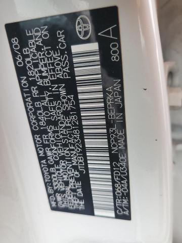 2008 Toyota Yaris VIN: JTDBT923481281754 Lot: 43572224