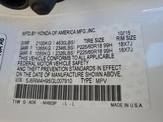 2016 HONDA CR-V TOURI 5J6RM4H95GL007910