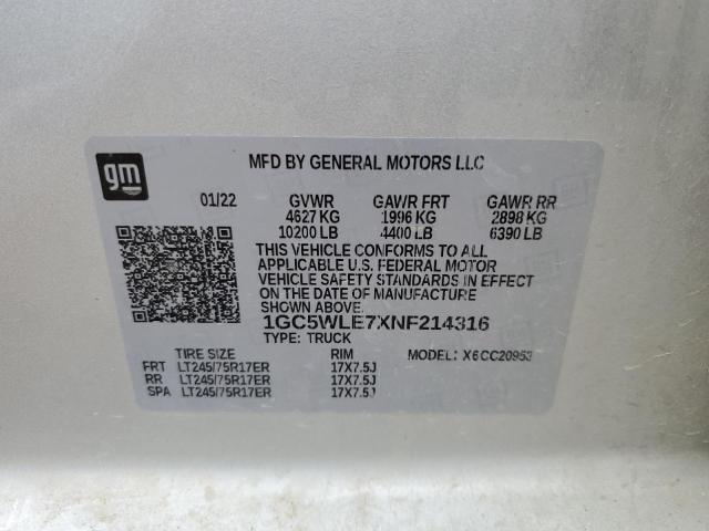 1GC5WLE7XNF214316 2022 CHEVROLET ALL Models