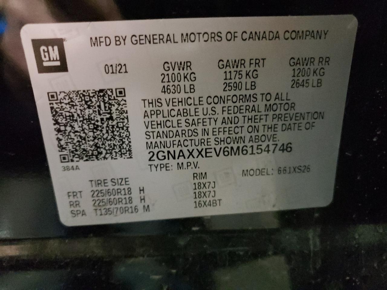 2021 Chevrolet Equinox Premier vin: 2GNAXXEV6M6154746